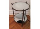 Mirrored Top Metal Frame Table With 2 Tiers