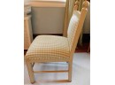 Set Of 10 Wooden Dining Room Chairs With Plaid Fabric Cushions