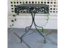 Lovely Vintage Leaf Design Square Green Wrought Iron Patio Table
