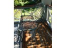 Vintage Ornate Wrought Iron Bench And Matching Fold Up Table