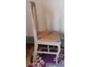 Hand Painted Lavender Wooden Chair With Rattan Style Seat