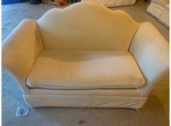 Cream Rolled Arm Loveseat With Removable Cushion