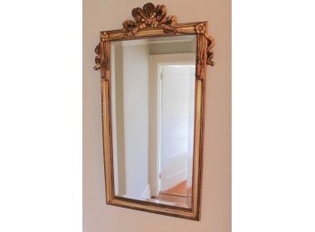 Elegant Willow Creek Collection Mirror With Decorative Gilt Gold Bow Rope Style Motif Frame