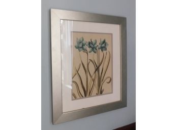 3 Blue Flowers Artwork In Silver Tone Frame
