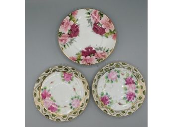 Connoisseur Fine Bone China Decorative Plate With Pair Of Floral Saucers