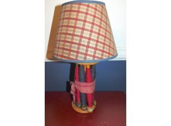 Red And Blue Fabric Spools Table Lamp