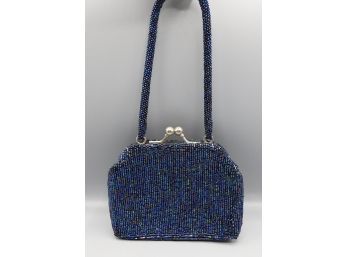 Elegant La Regale Colorful Blue Tones - Retro Hand Beaded Evening Bag Purse Handbag