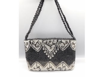 Stylish Christiana Inspired Handbag Black And White Beaded -