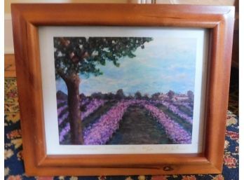 'lilac Landscape' 32/150 Lithograph By Bob Kuhne In Wooden Frame
