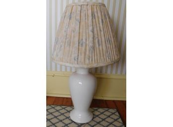 White Table Lamp With Blue And Yellow Floral Shade