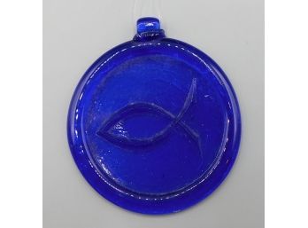 Vintage Cobalt Blue Glass Fish Ornament