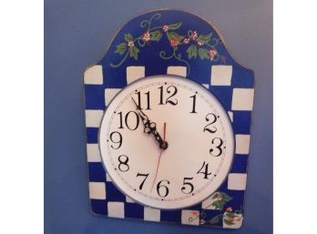Decorative Floral Clock With Checker Pattern