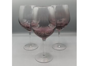 Set Of 3 Purple Metallic Shine Wine Glasses