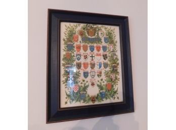 'the Clans' Vintage Scottish Crests Artwork Print In Wooden Frame
