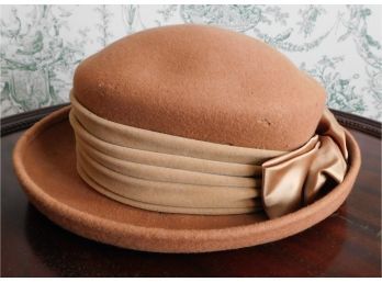 Sutton Studio - Peach Wool Hat With Ribbon - NWT