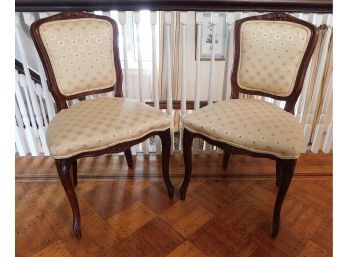Elegant Marigold Style Side Chairs With Decorative Upholstered Cushion Seats And Backs - Pair Of 2