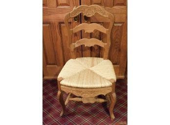 Vintage French Ladder Back Dining Room Chair With Woven Seat
