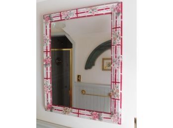 Unique Red And White Floral Framed Accent Mirror For Any Room