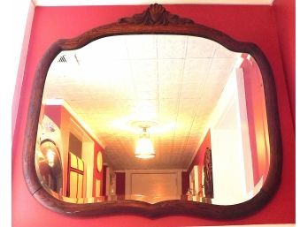 Large Decorative Oval Mirror With Wooden Frame
