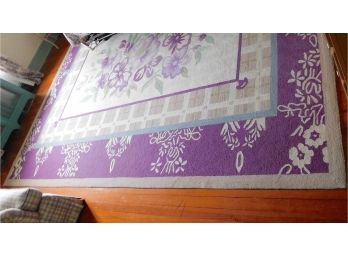 Home Decor's Collection - Purple And White Floral Area Rug