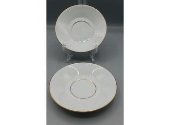 Hochst White Porcelain With Gold Rim Saucers - Pair Of 2