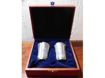 Royal Selangor Pewter Cups With Decorative Wooden Box- Pair Of 2