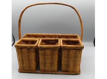 Wicker Basket With 4 Separate Storage Compartments