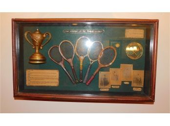 'history Of The Tennis  Racket' In Glass Covered Display
