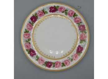Limoges France - William H Plumber - Gold And Pink Floral Rimmed Plate