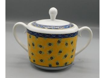 Vista Alegre Portugal - Decorative Yellow And Blue Floral Sugar Bowl With Lid