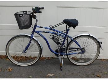 Men's Town And Country Blue Trek Bicycle With Basket
