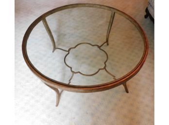 Stylish Circular Glass Top Table With Metal Frame