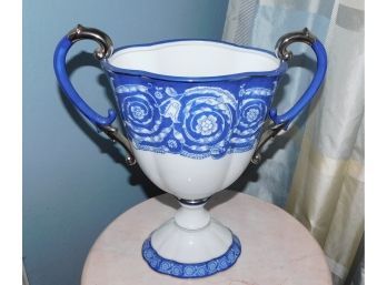 The Bombay Company - Cobalt Blue And White Ceramic Vase