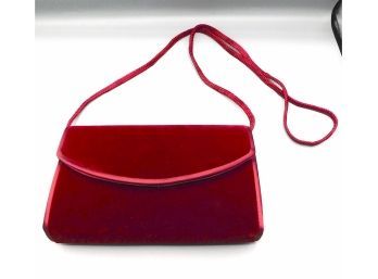Soft La Regale - Red Velvet Hand Bag With Magnetic Clasp