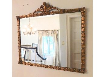 Elegant Large Hanging Wall Mirror With Decorative Gilt Gold Frame
