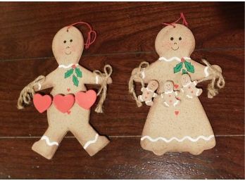 Gingerbread Man And Woman Festive Winter Decorations