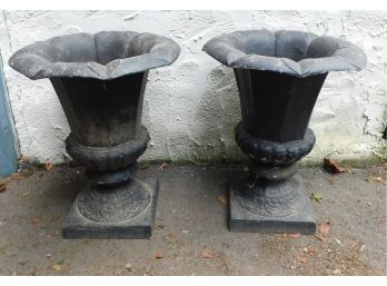 Cast Iron Gardern Urns - Pair Of 2