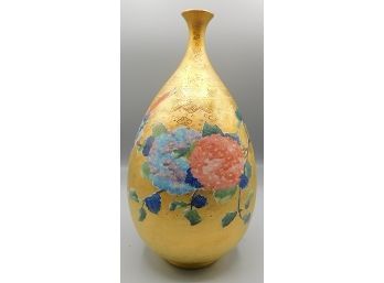Decorative Chinese Thin Neck Vase With Hand Painted Flowers