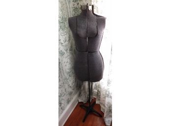 Vintage Tall Grey Fabric Dress Form Mannequin With Metal Base