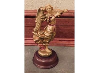 Horchow - Gold Tone Angel Playing An Instrument Statue