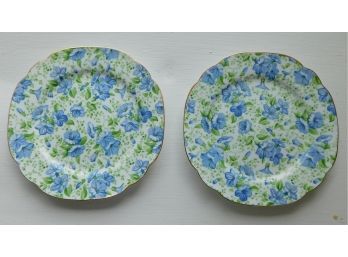 Two's Company - Pair Of Green And Blue Decorative Plates