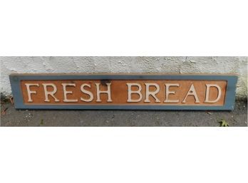 Rustic Fresh Bread Sign With Blue Painted Border
