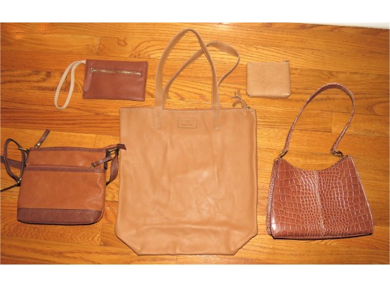 Assorted Lot Of Brown & Tan Women's Handbags - Set Of 5
