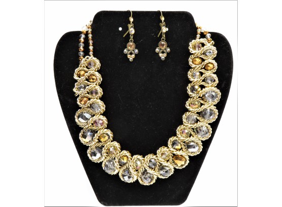 Attractive Multi-stone Costume Statement Necklace & Earrings