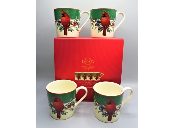 Lenox Winter Greetings Set Of 4 Mugs - New In Box