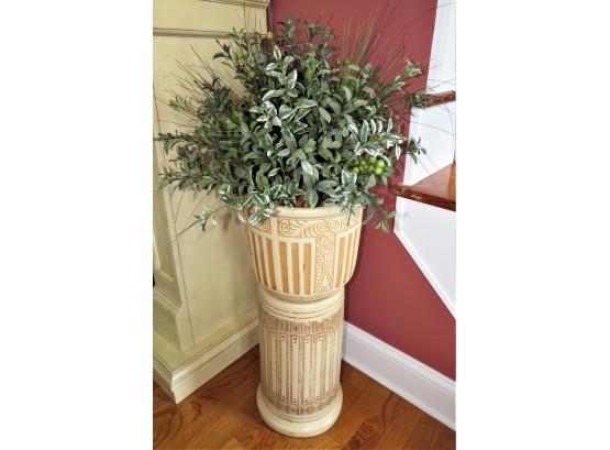 Beautiful 2-piece Decorative Plant Stand & Pot With Artificial Plant