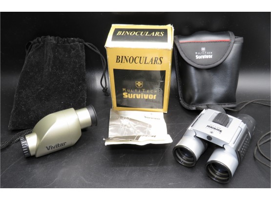 Vivitar 8 X 22  Single Binocular & Multi-tech Survivor Binoculars