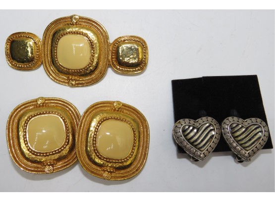 Clip-on Earrings (2 Sets) & Matching Pin