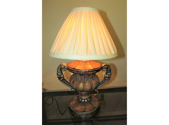 Resin Urn-style Table Lamp With Pleated Shade