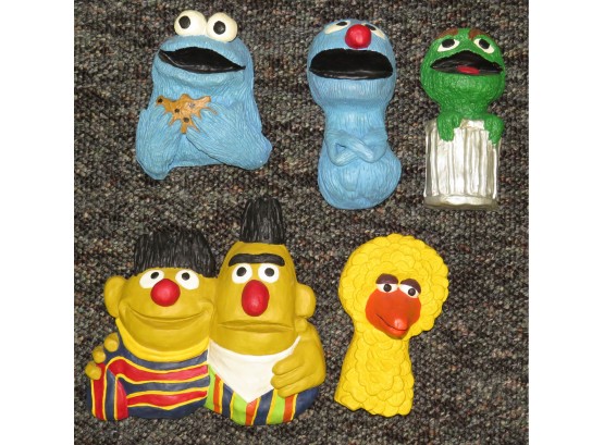 Hand Painted Plaster Sesame Street Characters - Set Of 5